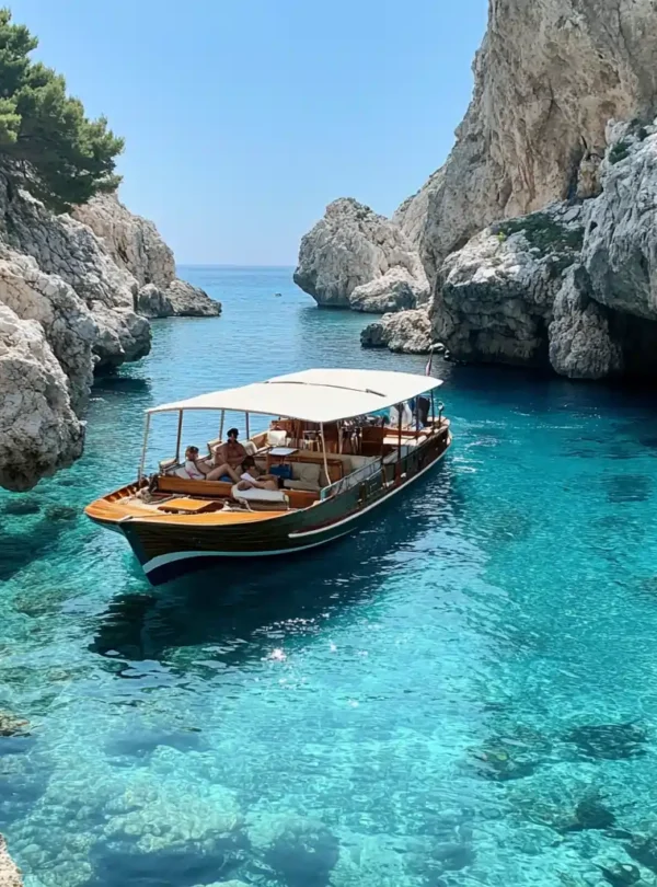 A luxurious boat cruising along Turkey’s turquoise coast