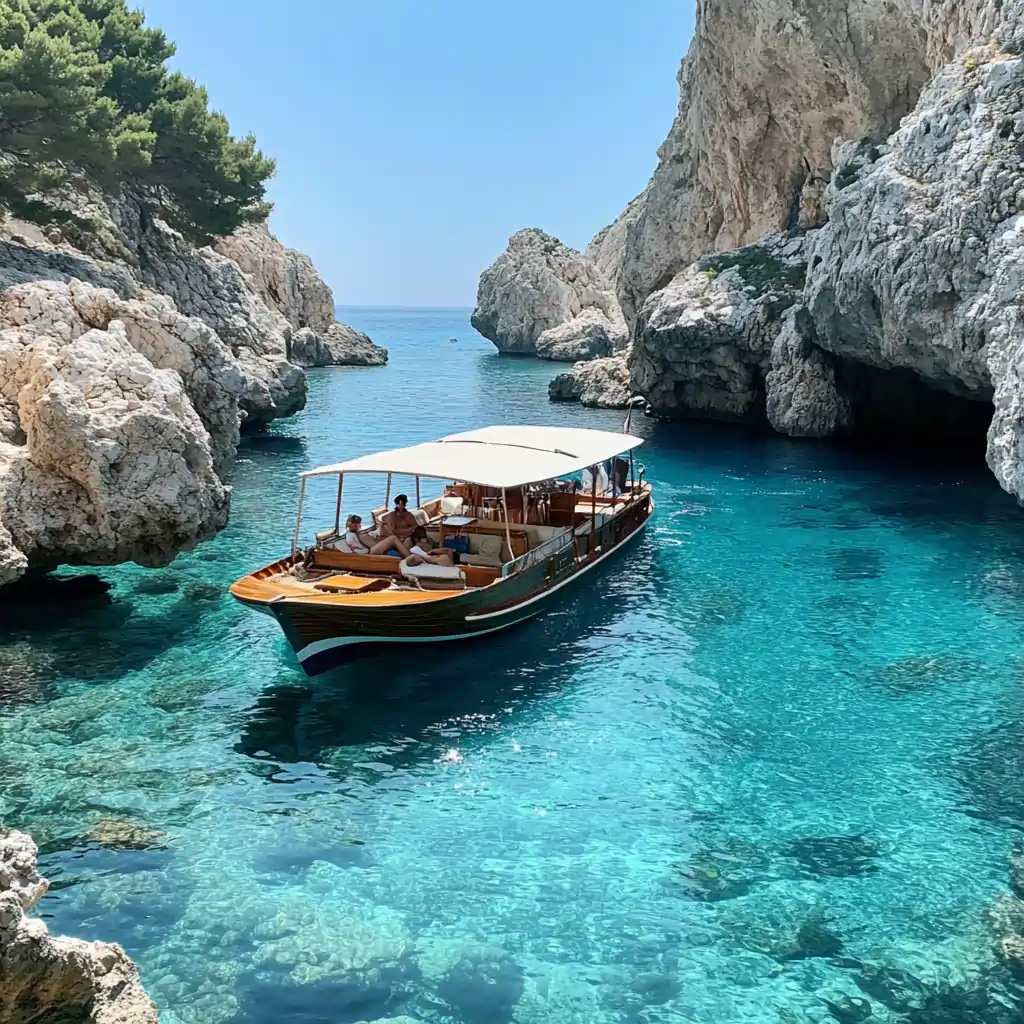 A luxurious boat cruising along Turkey’s turquoise coast